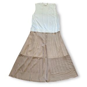 INITIAL Fashion HK Maxi Layered Dress White Taupe Sleeveless